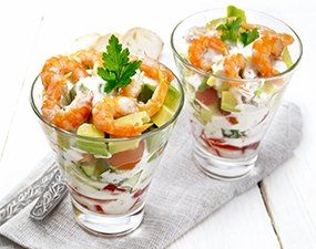 Verrines avocat crevette