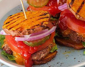 Burger en gaufres de patate douce