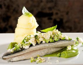 Dorade à la crème de basilic