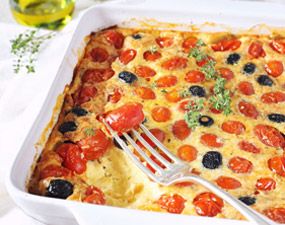 Clafoutis de tomates cerise et chèvre