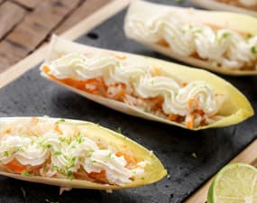 Barquettes d'endives à la mousse de jambon