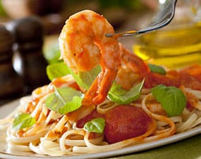 Linguini aux crevettes sauce basilic