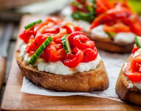 Tartines poivrons au chèvre